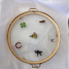 Round Glass Tray Vintage Hand