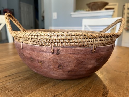 Vintage handmade wood bowl - handmade,