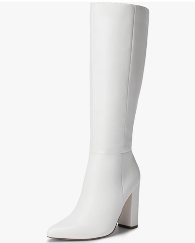Knee high white platform boots - knee,