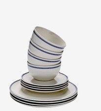 Very Home RENNES REACTIVE GLAZE Blue Edged 12-Piece Dinner Set