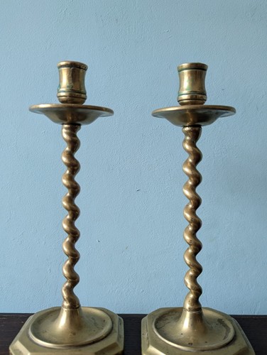 Pair 9in antique brass - pair,