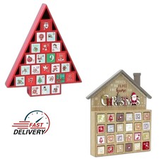 Wooden House Advent Calendar 24 Drawers Refillable Christmas Countdown Box