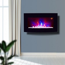 2025 TRUFLAME™  7 COLOUR LED BLACK GLASS ARCHED ELECTRIC WALL MOUNTED FIRE PLACE