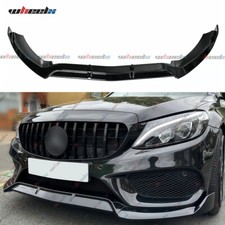 FRONT LIP SPLITTER SPOILER FOR MERCEDES C CLASS W205 C205 AMG 2014+ GLOSS BLACK