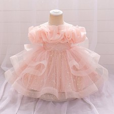 Baby Wedding Princess Girl Dress Toddler Tulle Baptism Kids Birthday Party Prom