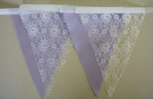 Vintage fabric bunting lilac - bunting,