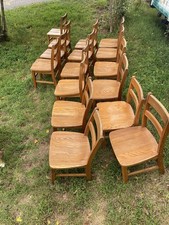 Mid Century  Solid Oak Schoolhouse Chairs Multiple Available