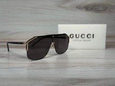 Gucci GG 0291S Black & Gold Shield Sunglasses - Ships Now!