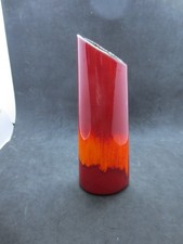 Vintage Poole Pottery Flame Glaze 7" Vase Art Deco Pottery Red Orange England