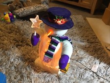 Fibre Optic Light Up Colour Changing Moving Snowman Christmas Decoration 16”