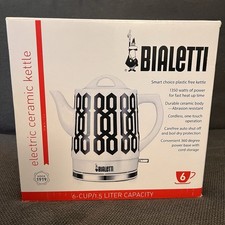 NIP BIALETTI 1.5L Ceramic Electric Tea Water Kettle Geometric Black & White