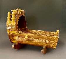 Fine 19c.slipware cradle, Halifax, Michael Cardew/Bernard Leach interest.