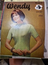 Original Wendy 224 Knitting Pattern Lady's 3ply Patterned Sweater 34-40"