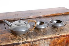 Liberty Tudric Pewter Tea Set 3 Piece Teapot, Sugar Bowl, Creamer, Arts & Crafts