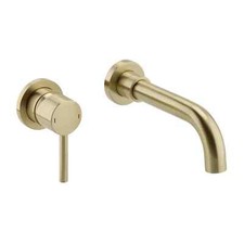 Brushed Brass Basin Mixer Tap Wall-Mounted Concealed Bathroom Sink Faucet