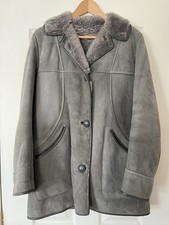 Womens Nurseys Grey Sheepskin Coat Size 14