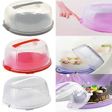 MultiColour Large Round Cake Storage Carrier Clear Box Container Lockable Cover