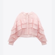 Zara Pink Semi Sheer Ruffle