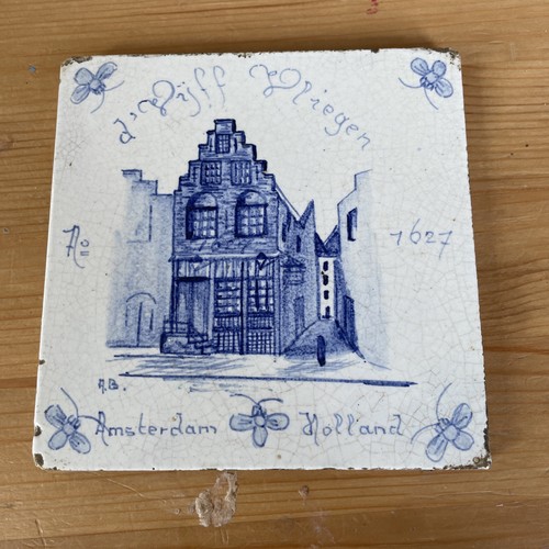 Antique blue delft tile - antique,