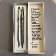 Vintage Double Heart PaperMate Pen & Pencil, Silvertone  w/ Original Box USA