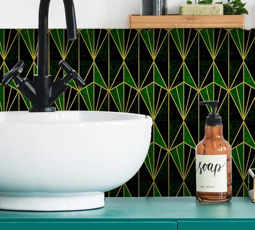 25pcs green gold mosaic tile - 25pcs,