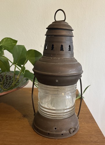 Antique anchor oil lamp - oil, brass
