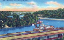 Vintage Linen Postcard, Barge