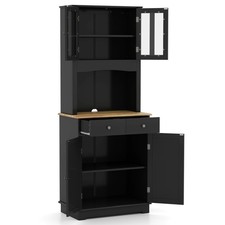 Kitchen Pantry Cabinet Freestanding Buffet Cupboard W/Adjustable Shelf-Black
