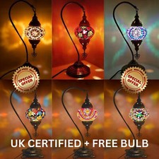 Moroccan Turkish Mosaic Lamp Colourful Glass Handmade Table Desk Light FREE BULB