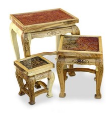 Side Table Set Wood Thai