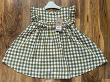 Next Smocked Dress Girls Size 2-3 Years Multicolour Gingham Check Ruffle Sleeves