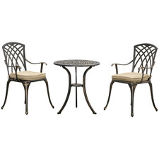 Bistro Set 3pc Cast Aluminium