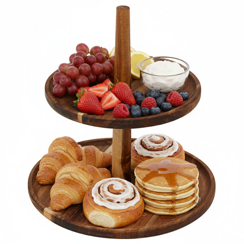 Tier acacia wood cake stand - acacia,