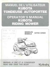 Kubota Ride on Mower G1700 G1900 Operators Manual