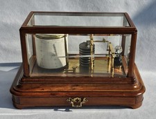 Rare Oak Case Barograph Chart Draw Bevelled Glass 
