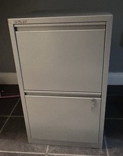 BISLEY 2 Drawer Filling Cabinet Metal Filing Cabinet with Lock and Keys Grey