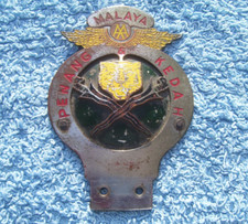 VINTAGE 1960s AA MALAYA PENANG & KEDAH CAR BADGE~CLASSIC MALAY MOTOR EMBLEM RARE