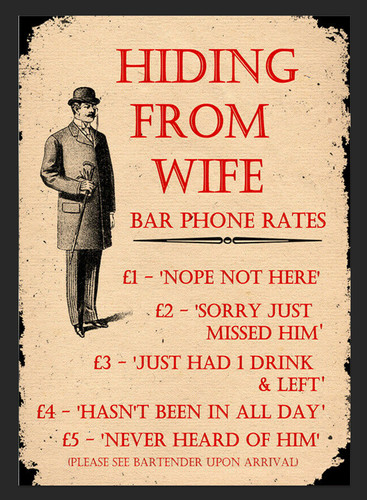 Hiding from wife pub - hiding,