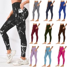Women Fitness Sports Running Leggings Pockets Ladies Gym High Waist Plus Size UK