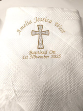 Personalised  Christening Shawl/Baptism Shawl Embroidered Baby Shawl Christening