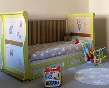 East Coast Oak Sleigh Cot Bed