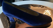 Navy Velvet Court Shoes From