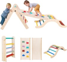 Montessori Climbing Frame Wooden Triangle Set Foldable Arch Ladder Ramp Toddlers