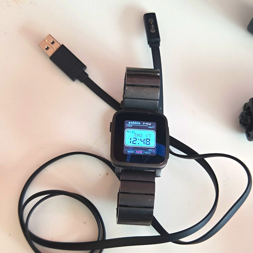 Pebble time steel - time, black