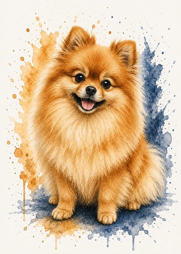 Pomeranian art print colour - pomeranian,