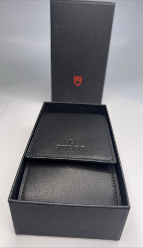 Tudor black leather watch - black,