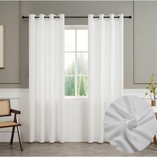 Small squares Single Sheer Plain Voile Eyelet Net Curtains Panels Slot Top