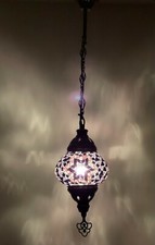 Turkish Moroccan Glass Mosaic Hanging Lamp Ceiling Light Chandeliers Free Bulb