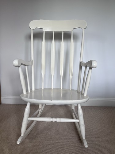 White wooden nursing rocking - wooden,