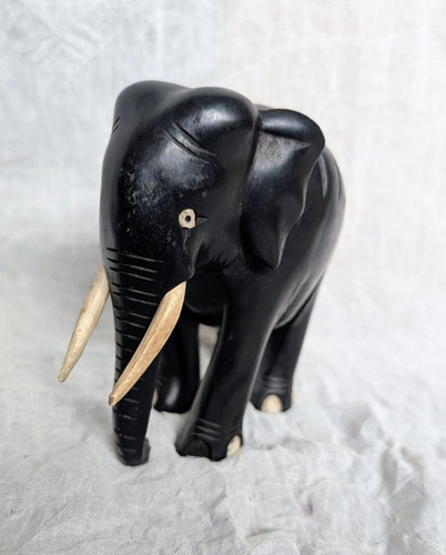 Vintage black ebony wooden - black,